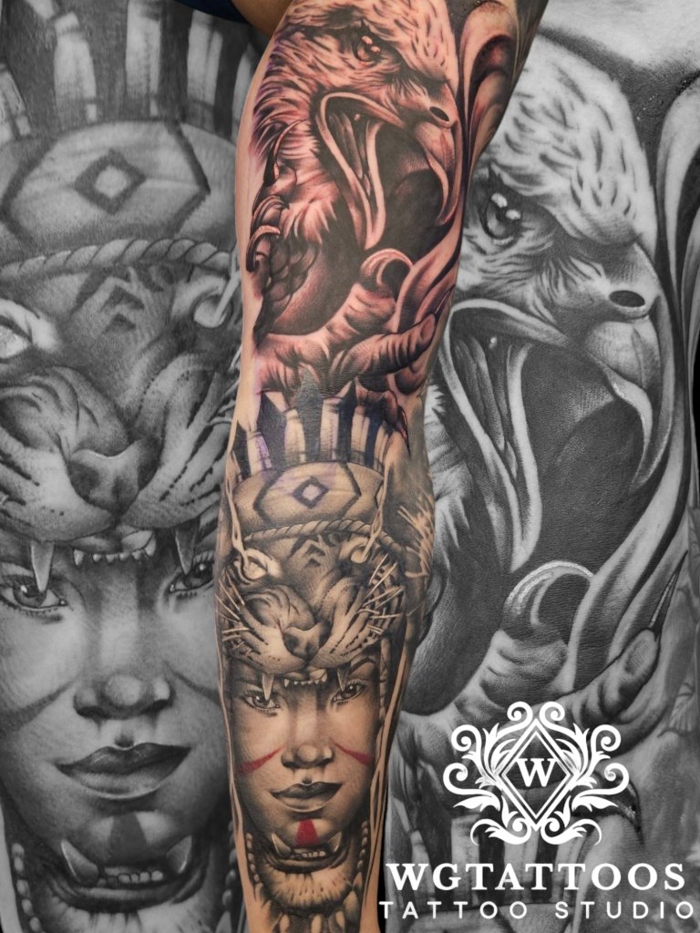 Black and grey tattoo by Wayne Goodwin