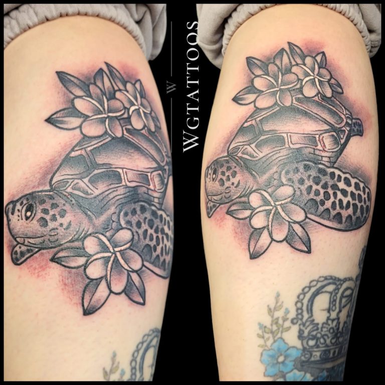 Black and grey tattoo by Wayne Goodwin