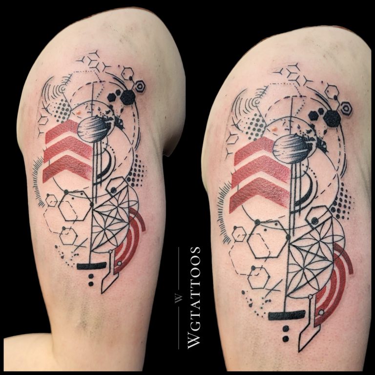 Linework tattoo by Wayne Goodwin