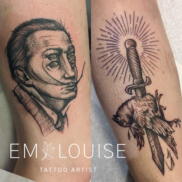 Black and grey tattoo by Em Louise