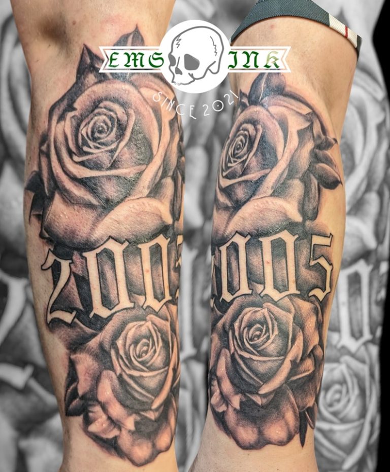 Black and grey tattoo by Em Louise