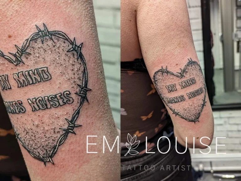 Black and grey tattoo by Em Louise