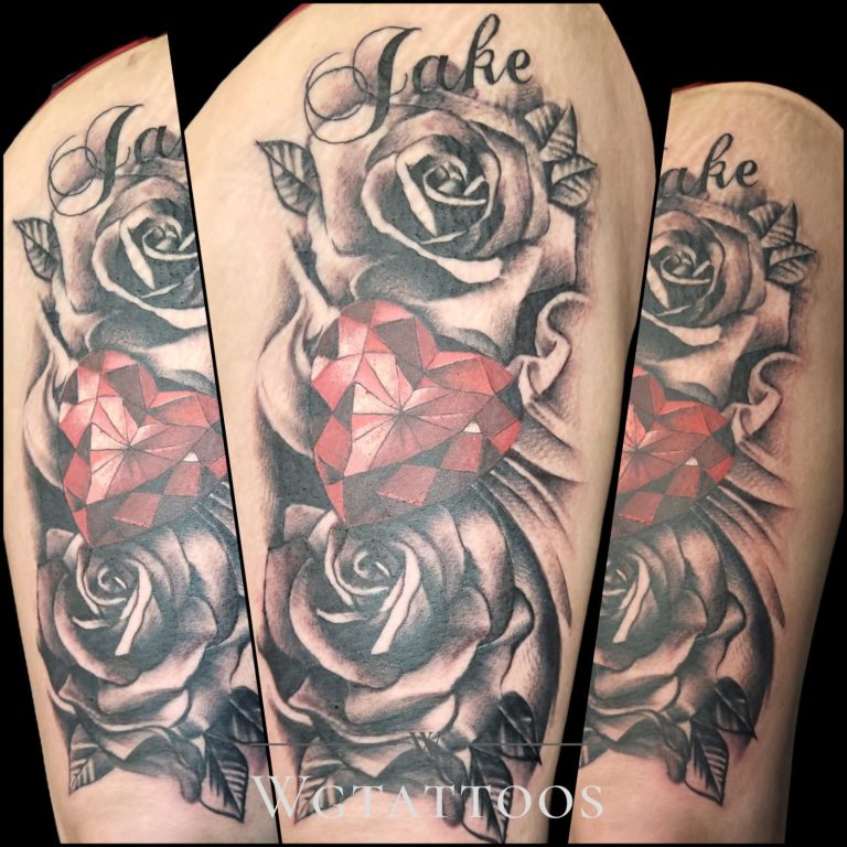 Black and grey tattoo by Wayne Goodwin