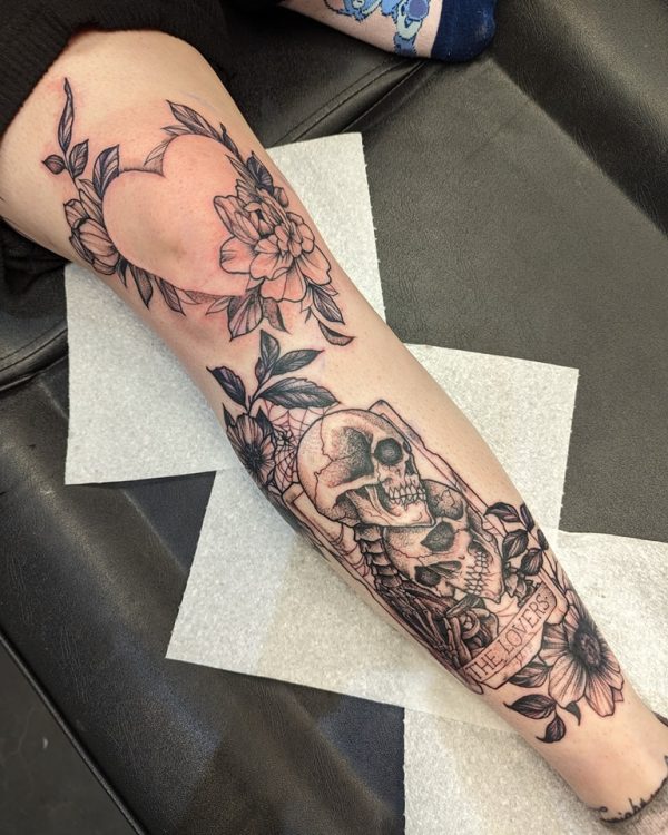 Black and grey tattoo by Em Louise