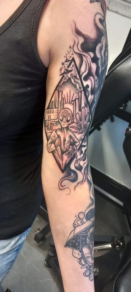 Black and grey tattoo by Leah Lillian