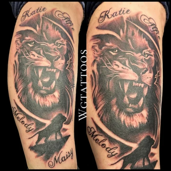 Black and grey tattoo by Wayne Goodwin