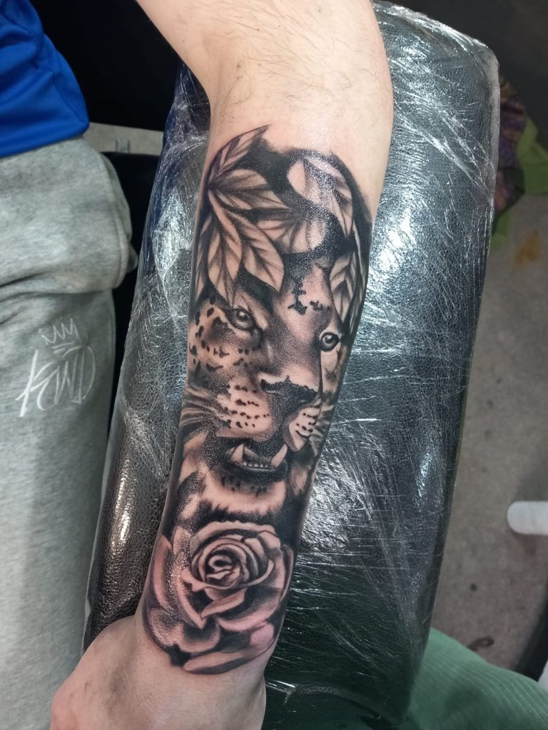 Black and grey tattoo by Leah Lillian