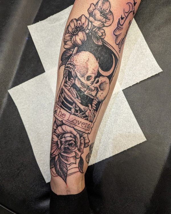 Black and grey tattoo by Em Louise