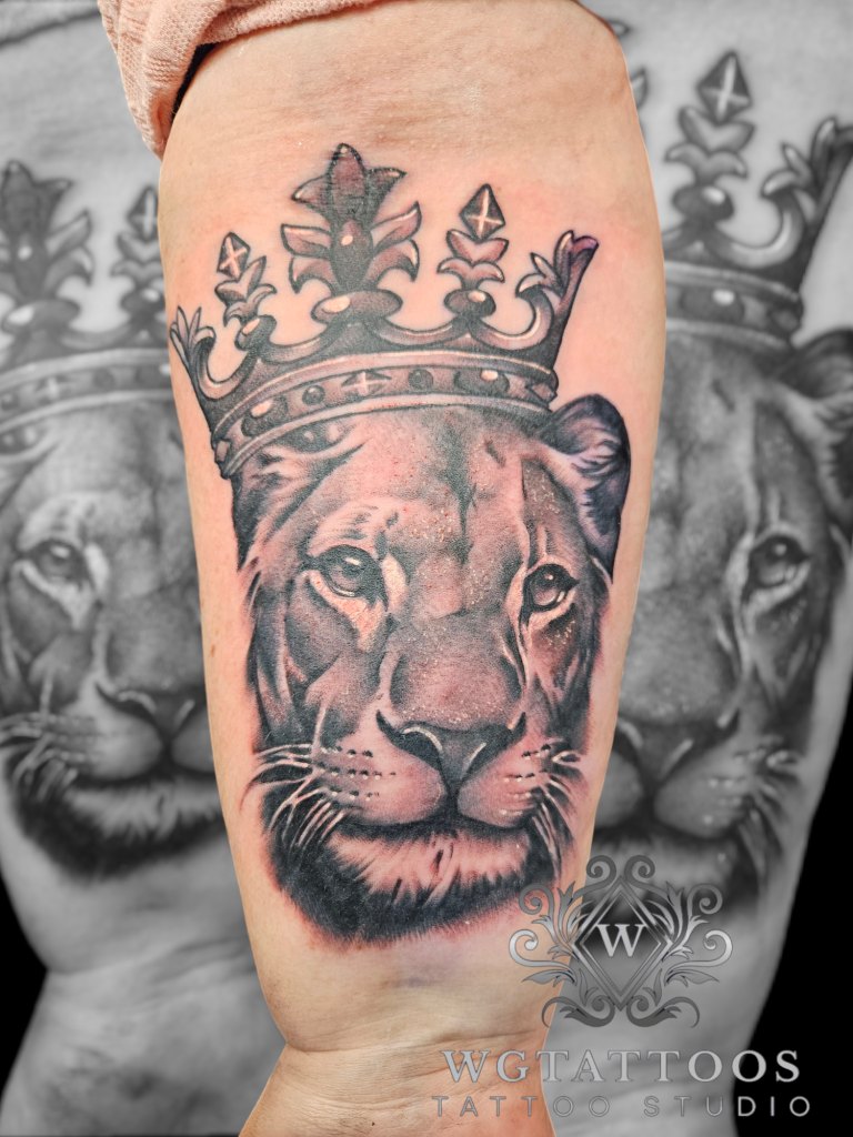 Black and grey tattoo by Wayne Goodwin