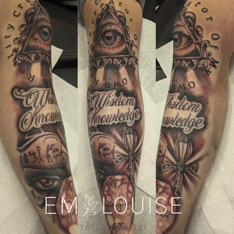 Black and grey tattoo by Em Louise