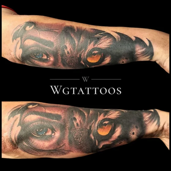 Black and grey tattoo by Wayne Goodwin