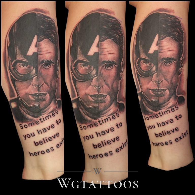 Black and grey tattoo by Wayne Goodwin