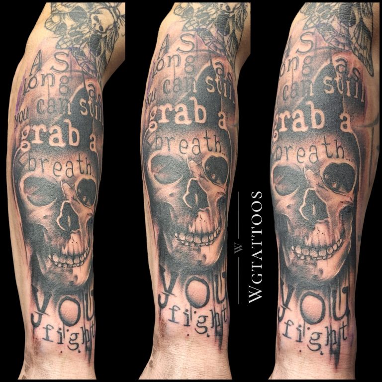 Black and grey tattoo by Wayne Goodwin