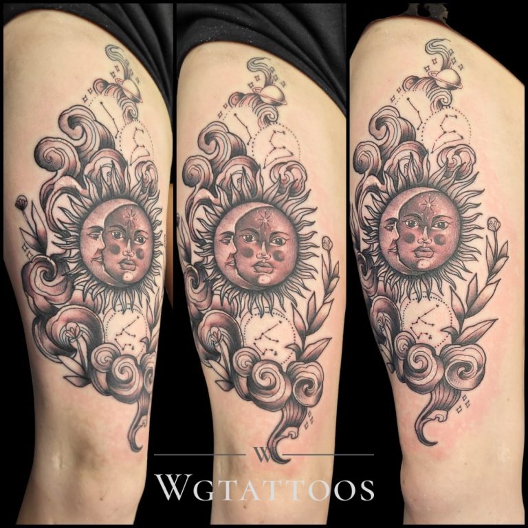 Linework tattoo by Wayne Goodwin